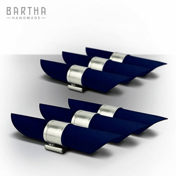 Napkin Ring Set (6 pcs) - Stainless Steel (Metal) - Roll Design - Bartha Handmade