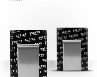 Buchstütze Buchstopper Set (2 Stk.) aus Edelstahl (Metall) - Roll Design - Bartha Handmade