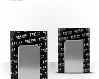 Buchstütze Buchstopper Set (2 Stk.) aus Edelstahl (Metall) - Minimal Design - Bartha Handmade