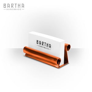 Desk Business Card Holder - Copper (Metal) - Roll Design - Bartha Handmade