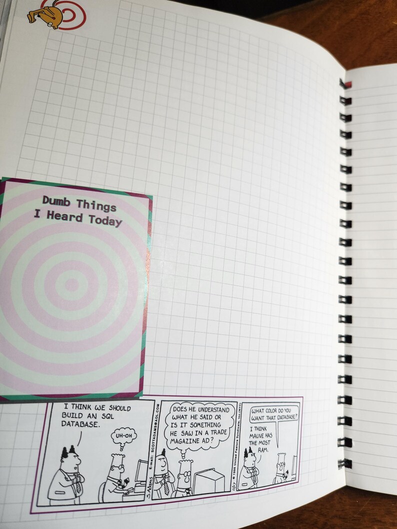 Dilbert Sql Database Color Vintage 1998 FUNNY Dilbert Office Notebook - Etsy