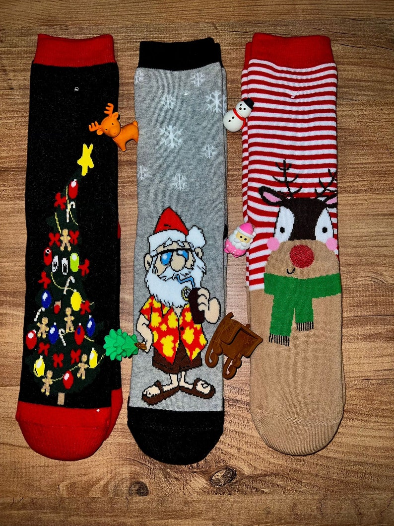 3 PCS Noel Socks / Christmas Gift Socks Box / Handmade Unisex Etsy UK