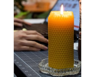 Beeswax Pillar Candle, Honeycomb Candle, Homemade Candles, Beeswax Candle, Aesthetic Candles, Relaxing Candles, Bees Wax Dinner Candles