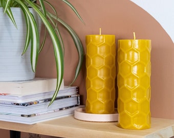 Beeswax Candle Pillar, Honeycomb Beeswax Pillar, Bees Wax Candles, Aesthetic Candles,Floating Book Shelf Decor,Honey Comb Style Home Decore