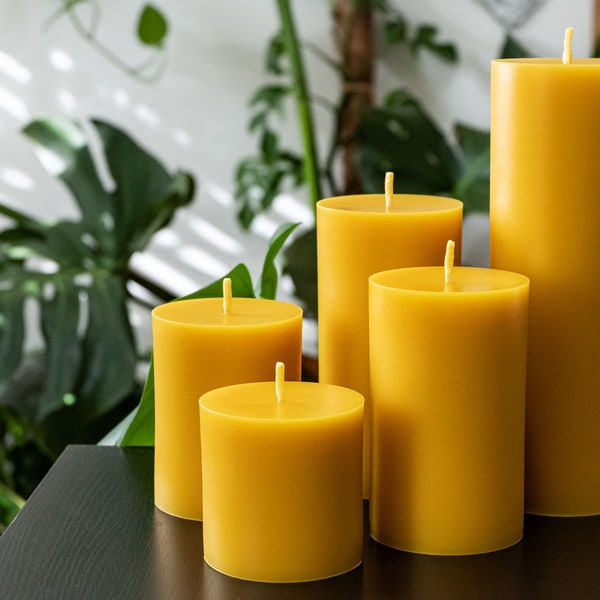 Large Pure Beeswax Pillar Candle Etsy UK