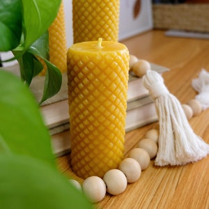 Beeswax Candle, Pure Beeswax Pillar Candles, Aesthetic Candles, Relaxing Candles, Bees Wax Candles, Homemade Candles, Autumnal Home Decor