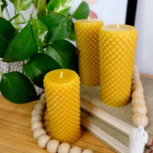 Beeswax Pillar Candles, Beeswax Candle, Unique Shaped Bees Wax Candles,Relaxing Candles,Homemade Candles Gift For Her Mom Mentor Friend Boss