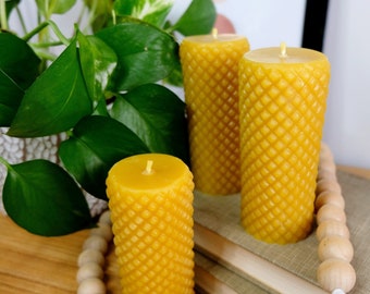 Beeswax Pillar Candles, Beeswax Candle, Unique Shaped Bees Wax Candles,Relaxing Candles,Homemade Candles Gift For Her Mom Mentor Friend Boss