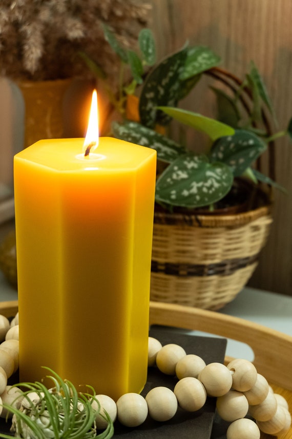  Bee Hive Candles 100% Pure Beeswax Pillar Candle (3 x 6) :  Home & Kitchen