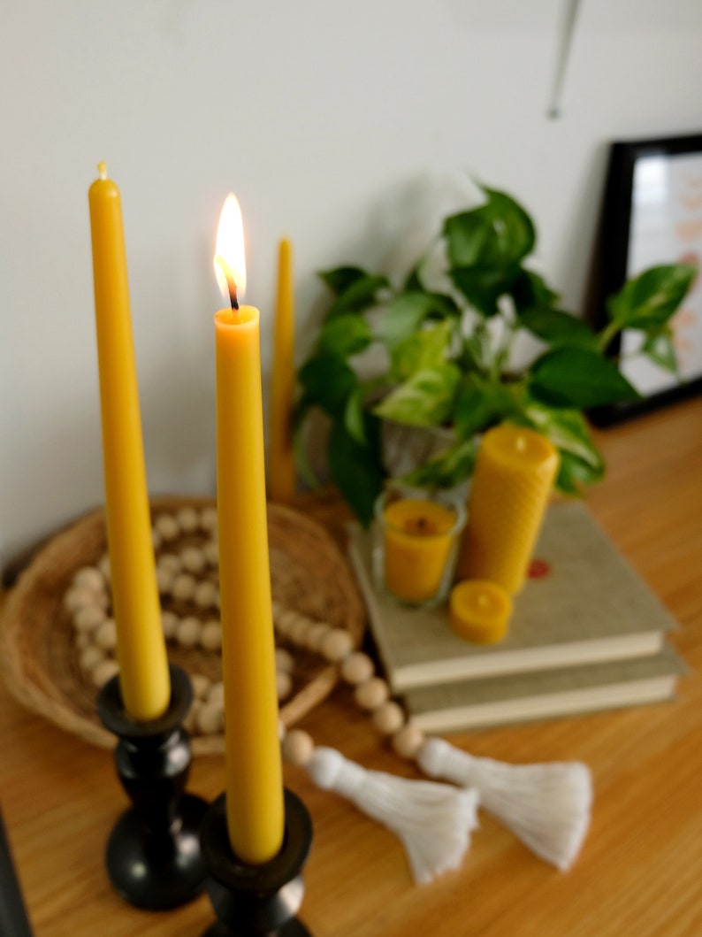 Bulk Taper Candles, Beeswax Candle Set, Bees Wax Candle Sticks, Dinner Candles, Wall Candlestick, Tall Beeswax Taper Refill, Tapered Candles image 3