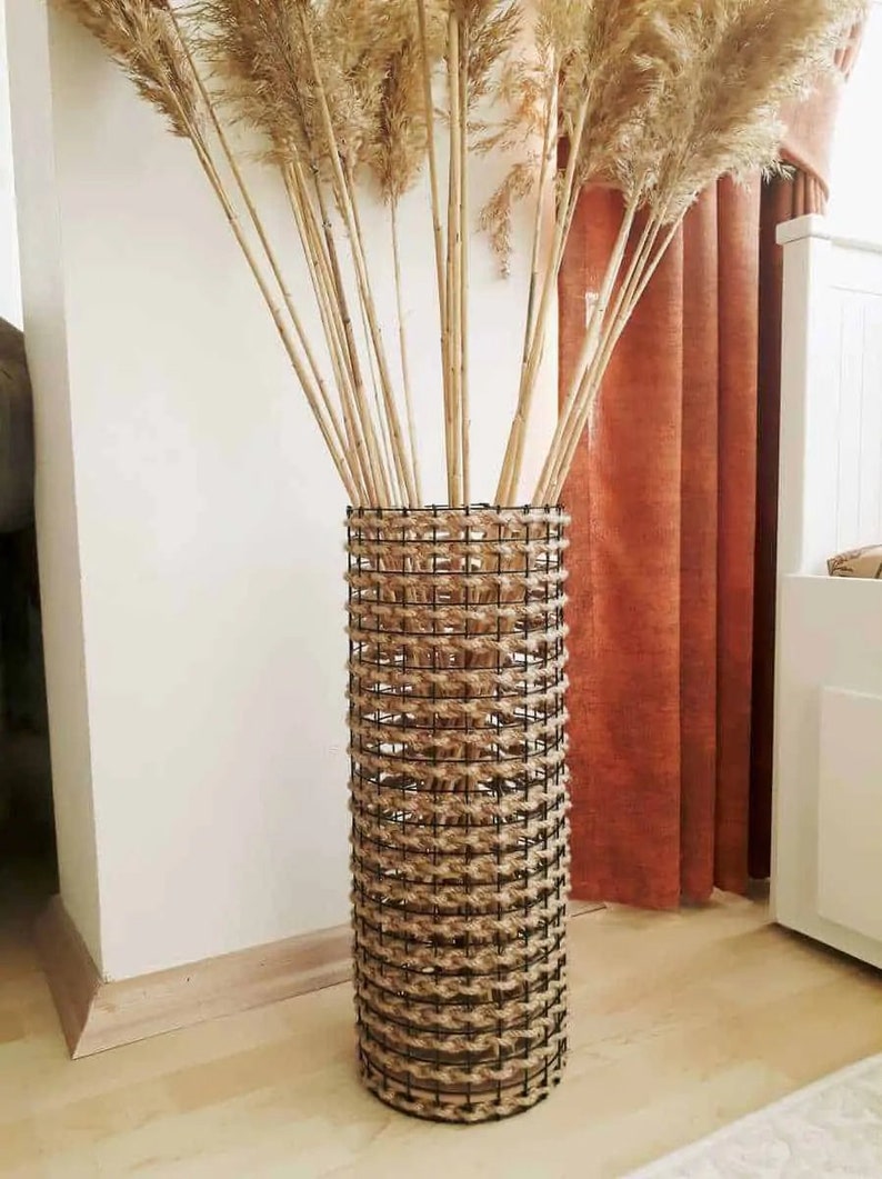 Wicker vase Interior vases Stylish vases Wicker basket Etsy