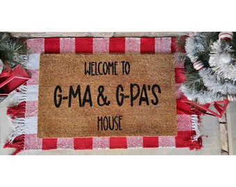 Personalized Grandparents Doormat, Hand-Painted 18x30 Welcome Mat