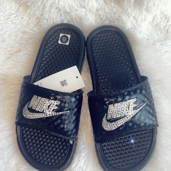blinged out nike slides