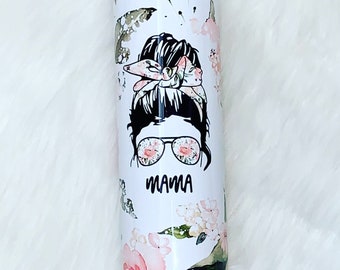 Gobelet floral Messy Bun Mama