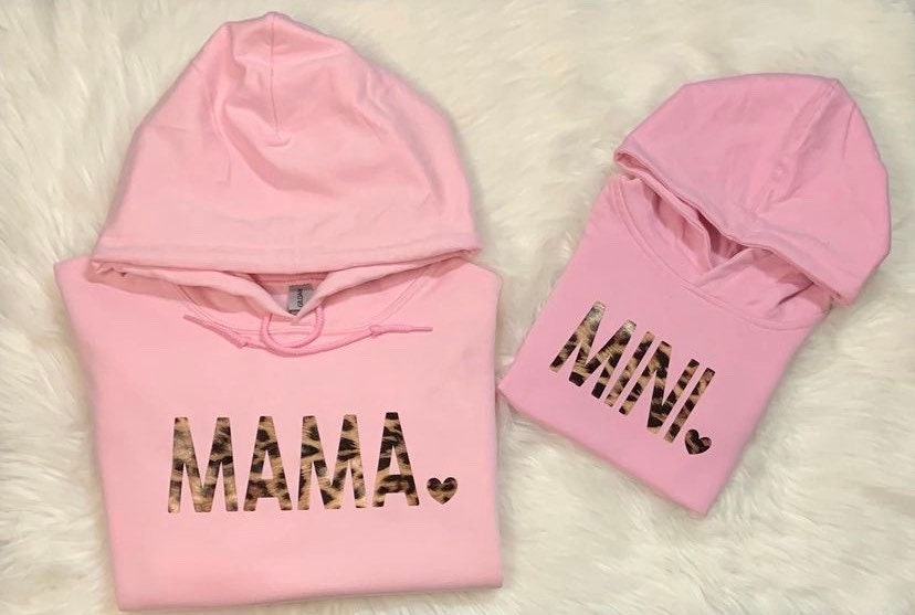 Mama and Mini Matching Sweatshirt Hoodies Cheetah Mama and Mini