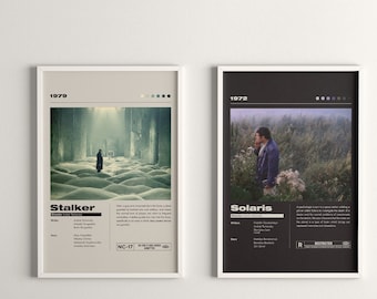 Tarkovsky Movie Poster Set: Stalker & Solaris, Minimalist Vintage Print