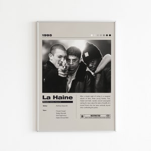Locandina del film L'odio / Locandina minimalista del film / Locandina vintage del film / Stampa personalizzata del film / Stampa artistica da parete / Arredamento per la casa / Bianco e nero