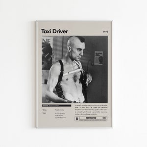 Taxi Driver Movie Poster | Minimalist Movie Poster | Vintage Movie | Custom Movie Print | Wall Art Print | Home decor | Black White Movie