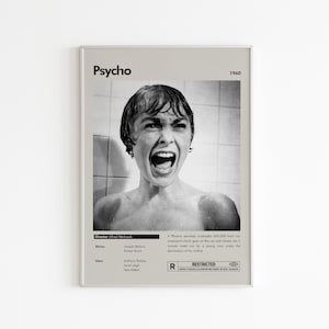 Psycho Film Poster | Minimalistisches Filmplakat | Hitchcock | Benutzerdefinierte Film Druck | Wand Kunst Druck | Wohnkultur | Paar Geschenk