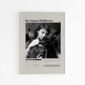 Au hasard Balthazar Film Poster | Robert Bresson | Minimalistisches Filmplakat | Benutzerdefinierte Film Druck | Wand Kunst Druck | Wohnkultur | Paar Geschenk