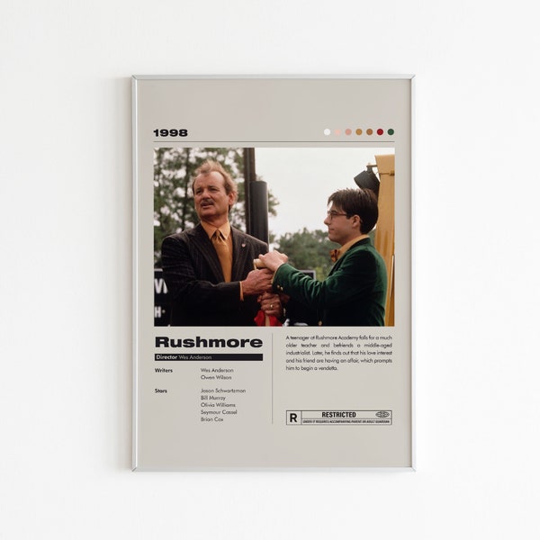 Rushmore Movie Poster | Minimalist Movie Poster | Wes Anderson | Bill Murray | Custom Movie Print | Wall Art Print | Home decor | Gift Idea