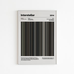 Poster di codici a barre di film interstellari / Stampa artistica di film di fantascienza / Decorazione da parete / Opere d'arte cinematografiche / Regalo per gli amanti del cinema / Christopher Nolan