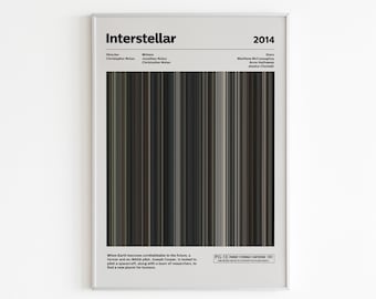 Interstellar Movie Barcode Poster | Sci-Fi Film Art Print | Wall Decor | Cinematic Artwork | Gift for Movie Lovers | Christopher Nolan