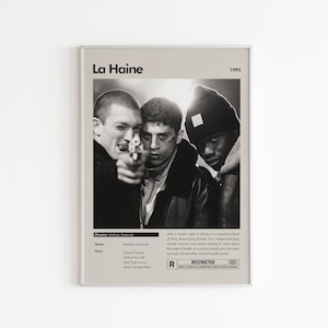 Pôster do filme La Haine | Pôster de filme minimalista | Pôster de filme vintage | Impressão de filme personalizada | Impressão de arte de parede | Decoração de casa | Preto e branco