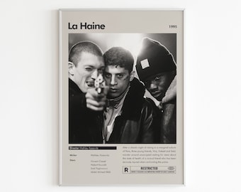 La Haine Movie Poster | Minimalist Movie Poster | Vintage Movie Poster | Custom Movie Print | Wall Art Print | Home decor | Black and White