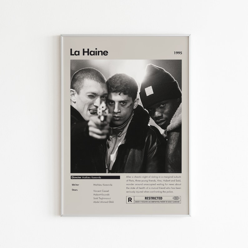 La Haine Movie Poster Minimalist Movie Poster Vintage Movie Poster la-haine-movie-poster-minimalist-movie-poster-vintage-movie-poster