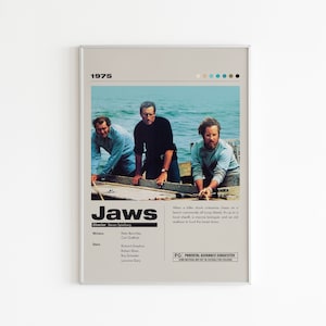 Jaws 1975 Movie Poster: Minimalist Spielberg Film Print