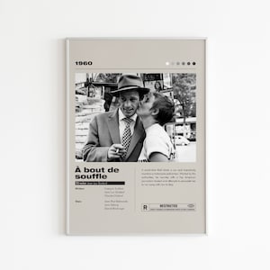 À bout de souffle Movie Poster | Minimalist Movie Poster | Jean-Luc Godard | Movie | Wall Art Print | Home decor |Couple Gift