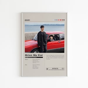 Drive My Car Movie Poster | Minimalist Movie Poster | Japanese Movie Poster | Custom Movie Print | Wall Art Print | Home decor |Couple Gift