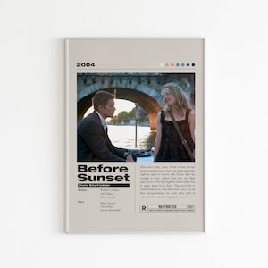 Vor Sonnenuntergang Film Poster | Minimalistisches Filmplakat | Ethan Hawke | Benutzerdefinierte Film Druck | Vintage Art Print | Wohnkultur | Paar Geschenk