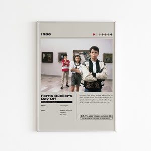 Ferris Bueller&#39;s Day Off Movie Print | Minimalist Movie Poster | John Hughes | Custom Movie Print | Wall Art Print | Home decor |Couple Gift