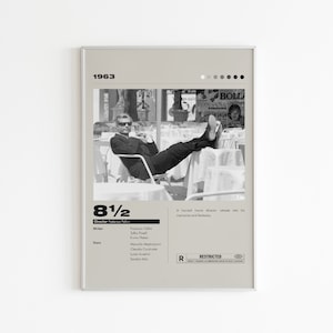 8 1/2 | Otto e Mezzo Film Poster | Minimalistisches Filmplakat | Federico Fellini Film Druck | Wand Kunst Druck | Wohnkultur | Paar Geschenk