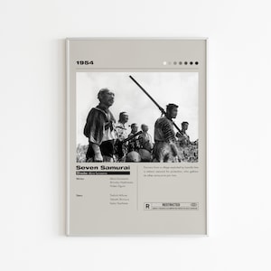 Seven Samurai Movie Print | Minimalist Movie Poster | Akira Kurosawa | Custom Movie Print | Wall Art Print | Home decor | Couple Gift