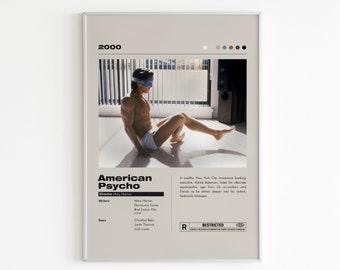 American Psycho Movie Poster | Minimalist Movie Poster | Christian Bale | Custom Movie Print | Wall Art Print | Home decor |Couple Gift