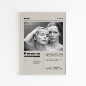 Persona Film Poster | Minimalistisches Filmplakat | Ingmar Bergmann | Benutzerdefinierte Film Druck | Wand Kunst Druck | Paar Geschenk