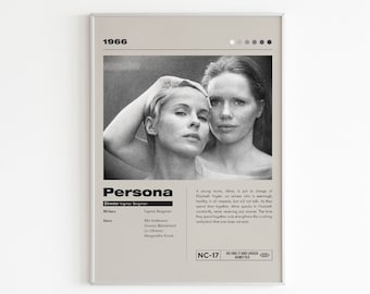 Persona filmposter | Minimalistische filmposter | Ingmar Bergman | Aangepaste filmafdruk | Muurkunstafdruk | Woondecoratie | Cadeau voor stel
