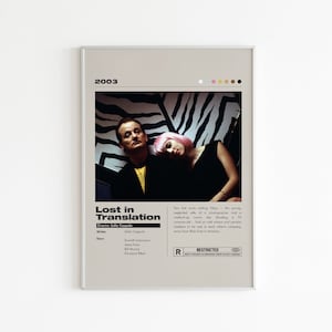 Lost in Übersetzung Poster | Minimalistisches Filmplakat | Bill Murray | Scarlett Johansson | Benutzerdefinierte Film Druck | Wand Kunst Druck | Wohndekor