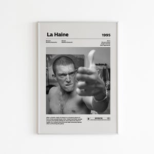 La Haine Movie Poster | Minimalist Movie Poster | La Haine Poster | Cult Film Wall Art Print | Custom Movie | Home decor | Black and White