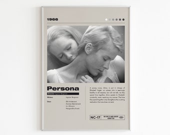 Persona filmposter | Minimalistische filmposter | Ingmar Bergman | Aangepaste filmafdruk | Muurkunstafdruk | Woondecoratie | Cadeau voor stel