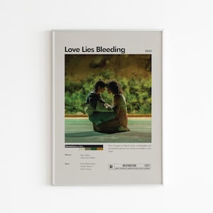 Póster de Love Lies Bleeding / Póster minimalista de la película / Kristen Stewart / Impresión de película personalizada / Impresión de arte mural / Decoración del hogar / Regalo para parejas