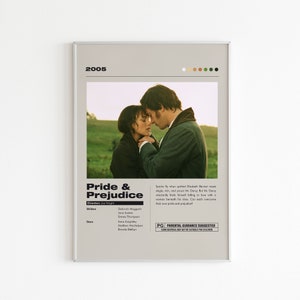 Pride and Prejudice Movie Poster | Minimalist Movie Poster | Keira Knightley | Custom Movie Print | Wall Art Print | Home decor |Couple Gift