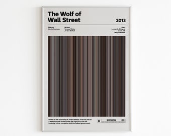Póster de código de barras de la película El lobo de Wall Street / Impresión artística de Scorsese / Decoración de pared única / Obra de arte cinematográfica / Regalo para amantes del cine