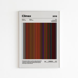 Climax Movie Barcode Poster | Gaspar Noé Film Art Print | Unique Wall Decor | Unique Cinematic Artwork | Gift for Movie Lovers | Avant-garde