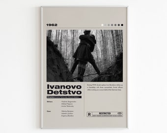 Locandina del film L'infanzia di Ivan / Locandina minimalista del film / Andrej Tarkovskij / Stampa personalizzata del film / Stampa artistica da parete / Arredamento per la casa / Regalo di coppia