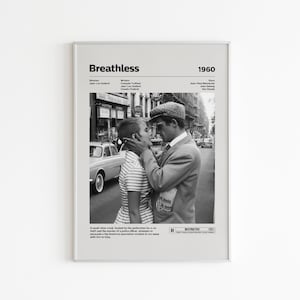 Breathless Movie Poster | Minimalist Movie | Jean-Luc Godard Movie | Wall Art Print | Home decor | French New Wave Movie Art Print