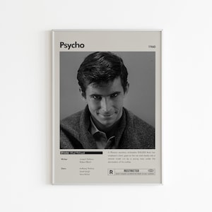 Psycho Movie Poster | Minimalist Movie Poster | Alfred Hitchcock | Custom Movie Print | Wall Art Print | Home decor | Couple Gift